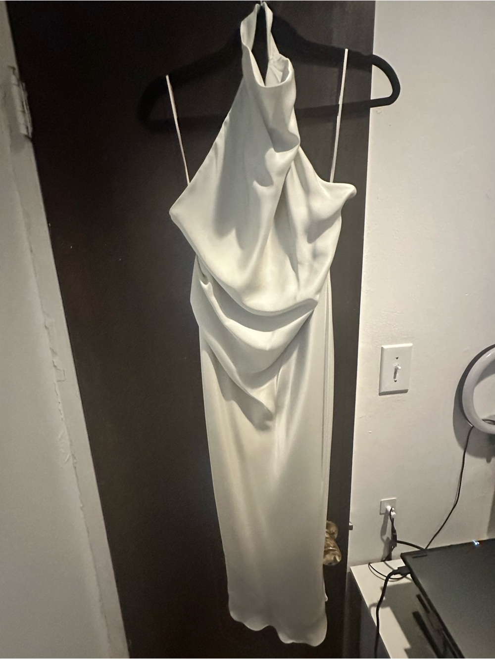 Aritzia Ivory Halter Satin Wedding Dress - Picture 3 of 6